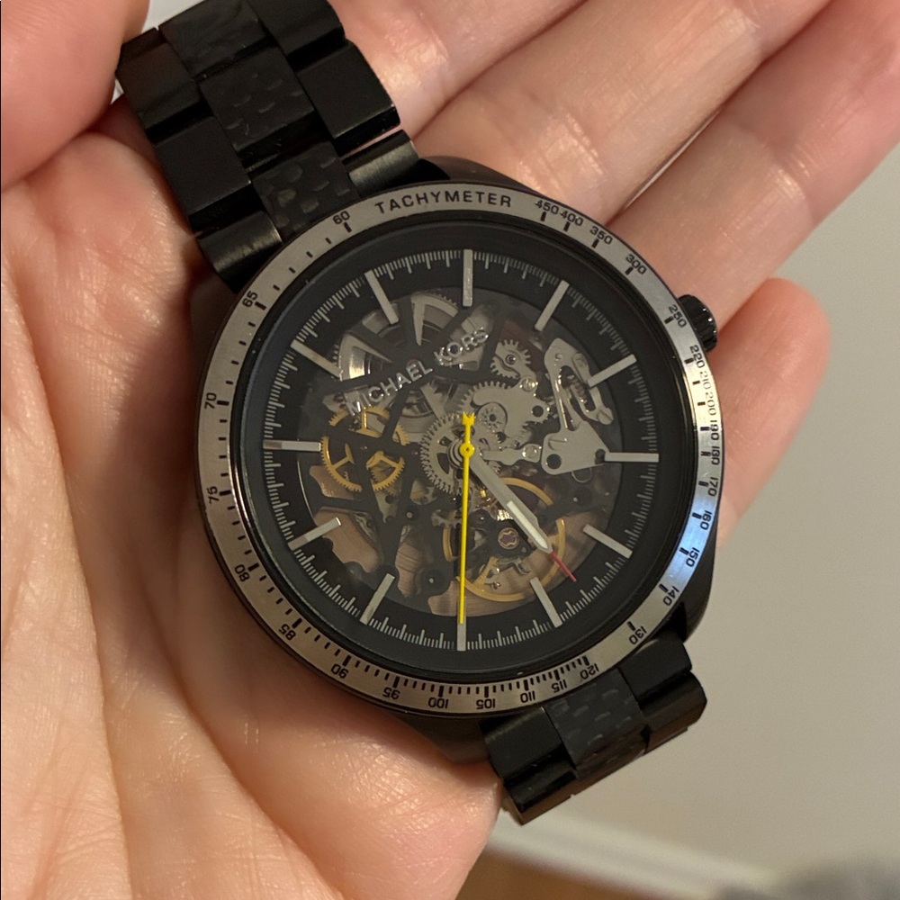 Michael Kors Black and Silver Skeleton Watch